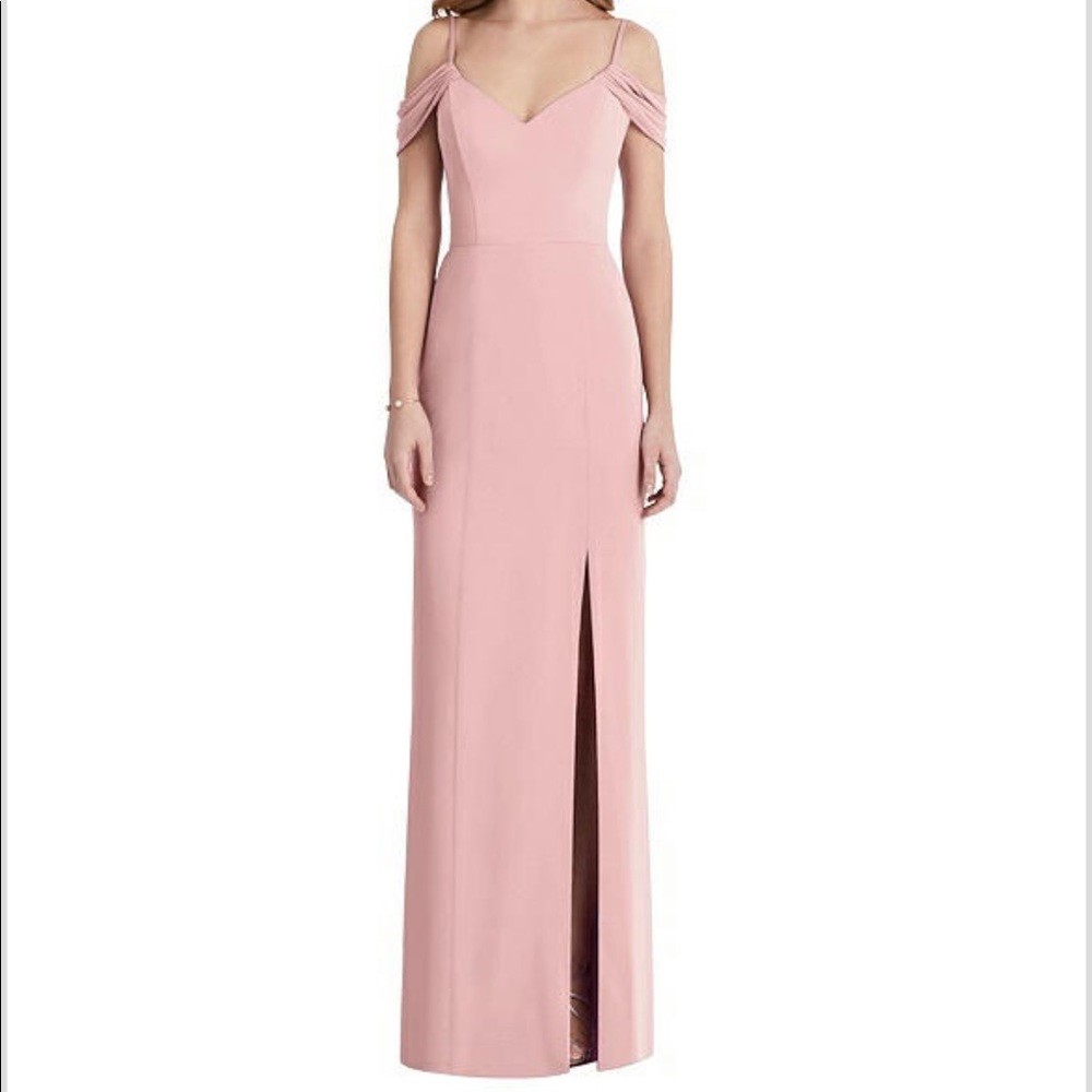 Pink off-shoulder cocktail dress